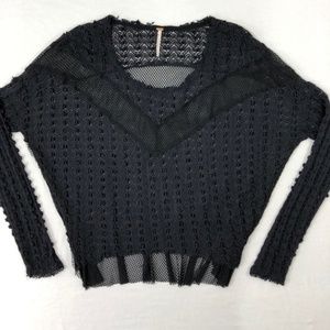 FREE PEOPLE Small Black Stretch Lace Layering Top